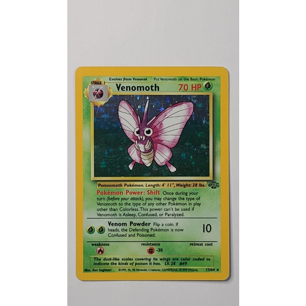 1999 Venomoth #13/64 HOLO RARE Pokemon Trading Card From The Jungle Set - Near Mint Condition