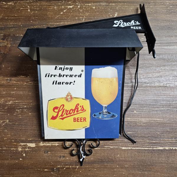 Vintage 13x17" Stroh's Beer Enjoy Fire-Brewed Flavor Lighted Sign - Needs Repair to Function