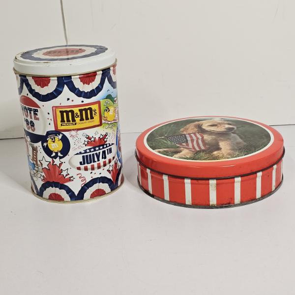 Pair of Americana Tins showcasing a Festive, Patriotic Theme