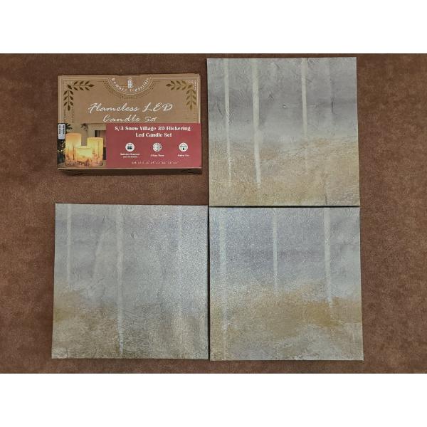 3 Coordinating 12x12 Canvases and LED 3 Candle Set