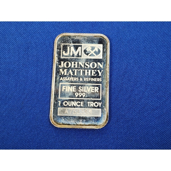 Johnson Matthey 1 Troy Ounce .999 Fine Silver Bar