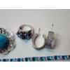 Image 3 : Assorted Sterling Silver Jewelry: Bracelet, Pin, Ring, Earrings Total Weight 44.7g