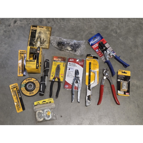 All New- DeWalt Bits, Husky Screwdrivers, Pliers, Hacksaw, Crimpers & More