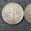 Image 2 : Two 90% Silver United States Franklin & Walking Liberty Half Dollars ~ Face Value $1.00 