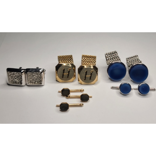 Assorted Vintage Men's Cufflinks & Button Studs 
