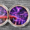 Image 3 : 2 Coin Infinity Case W/ 2 Ounces of .999 Fine Copper Colorized FT. Glowing Hot Rod Design 