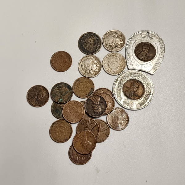 Assorted U.S. Coins Including Wheat Pennies, Buffalo Nickels, "V" Nickels & Good Luck Coins