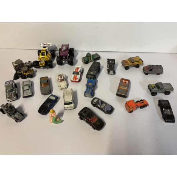 Hot Wheels and Small Old Toy Cars - Set of 24 with Mermaid - Trucks - Cars - Digger