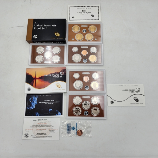 Two United States Mint Proof Sets: 2011 & 2019 - Including 2019 West Point Penny!
