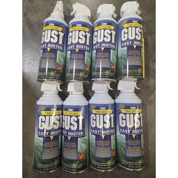Eight Brand New 12oz Cans Of Gust Easy Duster