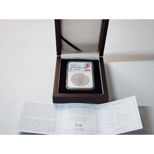 NGC 2023 2oz .999 Silver Malta 3 Euro King Charles III Coronation - FDOI PF 70 ULTRA CAMEO, Signed!