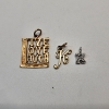 Image 1 : Three 14K Gold Pendants: Live, Love, Laugh, & "K" Initial - Total Weight: 3.5g