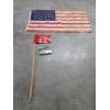 Image 1 : Vintage 54'' Scout Flag & Wood Pole, 3''x5'' Flag & New 10ft Flag String Lights