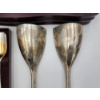 Image 2 : Nice Assortment of Silver-Plated Flatware, Heart-Shaped Goblets, in Wooden Holder ~ 5lbs