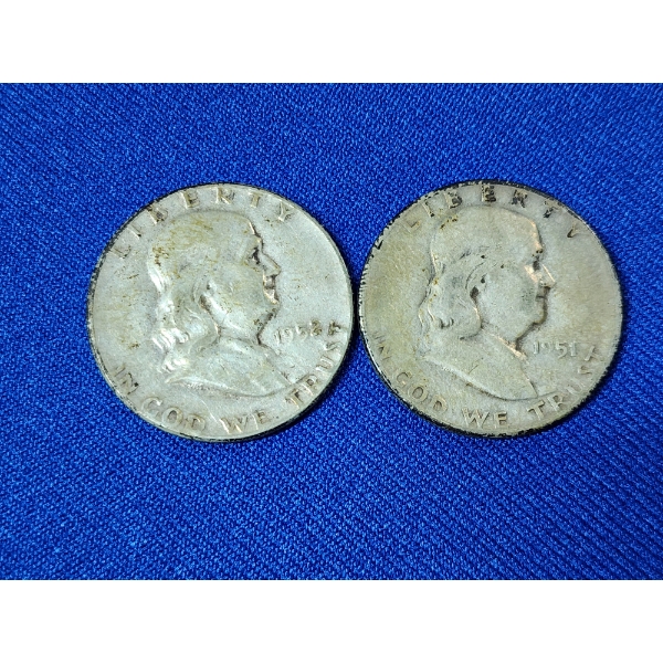 x2 90% Silver Franklin Half Dollars: 1952 and 1951- FV: $1.00