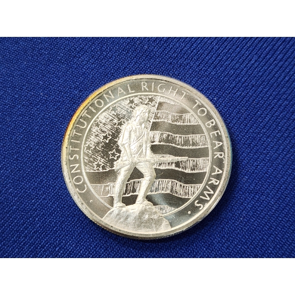 Constitutional Right to Bear Arms - 2nd Amendment - One Troy Ounce .999 Fine Silver Round