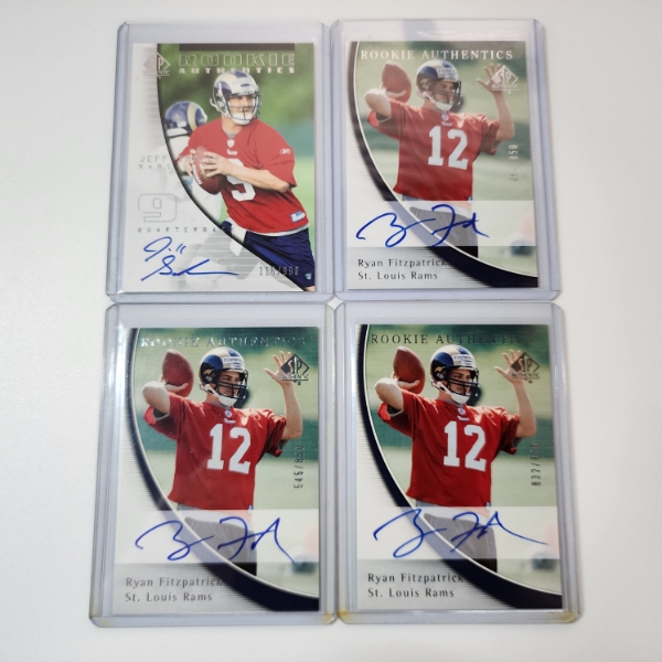 Four Upper Deck St. Louis Rams AUTOGRAPHED & NUMBERED Rookie Authentics Football Trading Cards