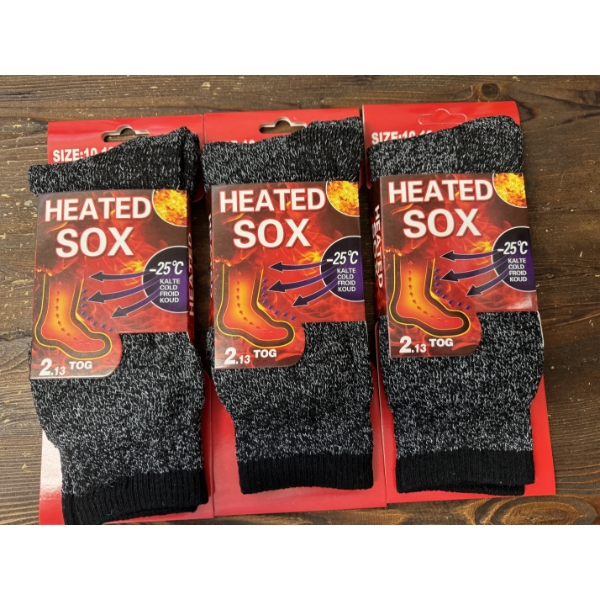 3 Pairs Of Men's Size 10-13 Thermal Heated Sox Socks - Brand New In The Package -Colors May Vary