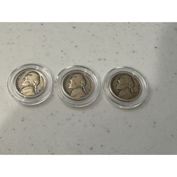 3 - 1943 United States Jefferson Silver Nickels - Mint Condition
