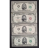 Image 1 : U.S. Currency - 4 Notes -  Three  1950D $5 Green Seal  &  One 1953  $5 Red Seal  -See Pics