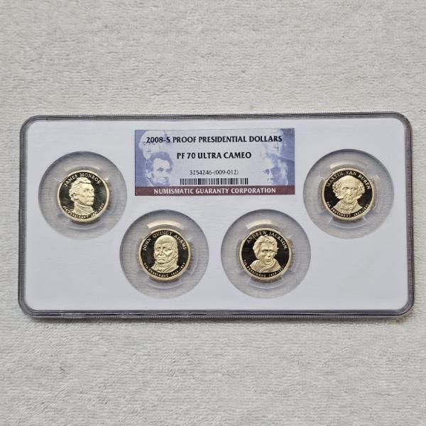 2008-S Proof Presidential Dollars 4-Coin Set Certified by NGC as PF 70 Ultra Cameo
