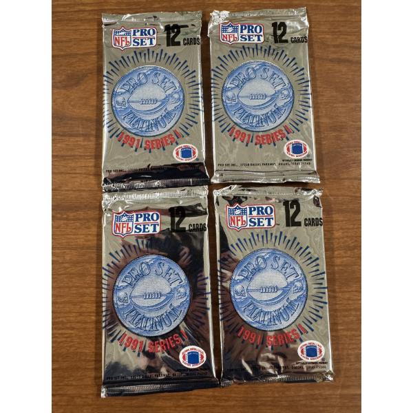 4 - 1991 PRO SET Platinum Series 1 NFL Football Cards - Unopened - 12 Cards Per Pack