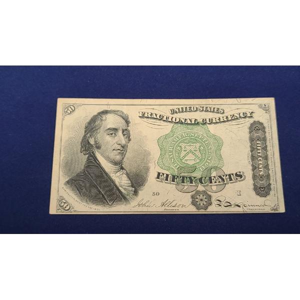 1870's United States 50 Cents Fourth Issue Fractional Currency FR#1379 Allison/Spinner Green Seal 