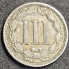 Image 3 : Littleton 1869 Nickel 3 Cent Piece Fine #2 Quality