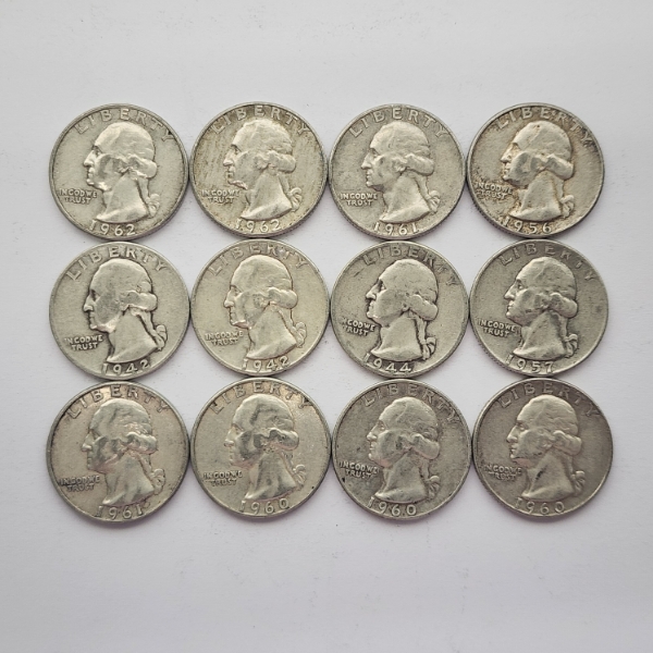 $3.00 Face Value of Assorted Years U.S. Washington 90% Silver Quarters