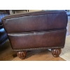 Image 3 : Brown Leather Accent Chair with Ottoman