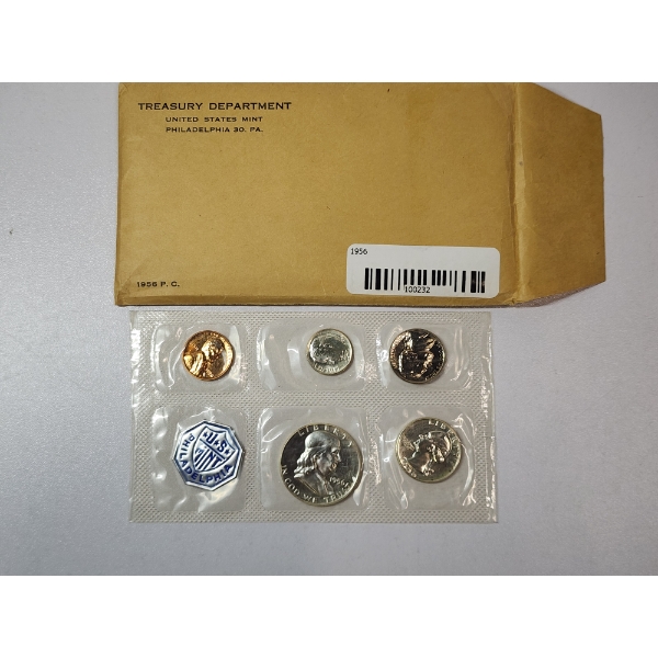 1956 United States Mint Silver Proof Set: 90% Silver Half Dollar, Quarter, Dime