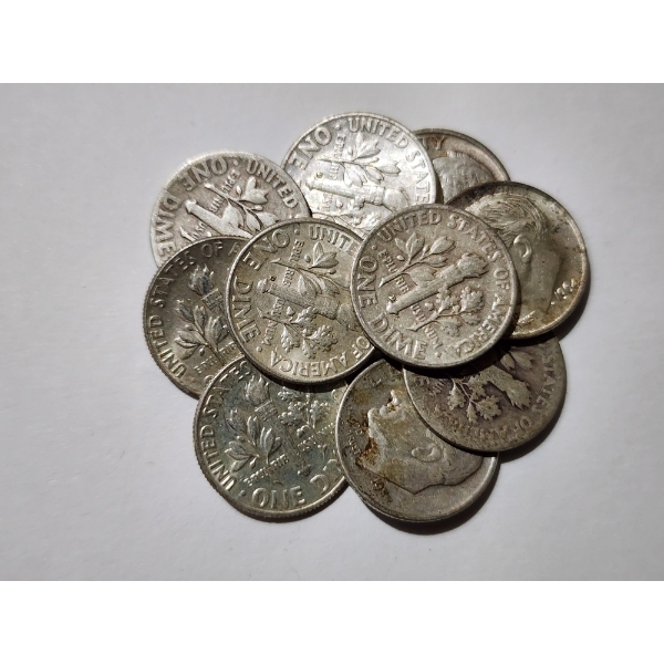 $1.00 Face Value in Assorted 90% Silver United States Dimes ~ 10 Total Dimes!