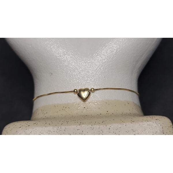 14K Gold Women's Heart Bracelet - Weight: 6.4g