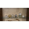 Image 1 : Group Lot Art Glass Paper Weights & Gazing Balls With Crystal Candle Holder