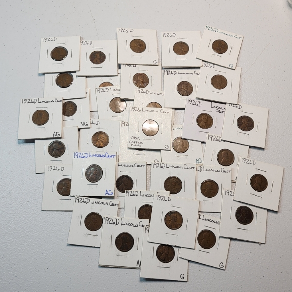 Lot of 35, Mainly 1926-D, Lincoln Wheat Cents - Face Value $0.35