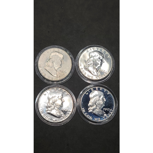 Assorted Years 90% Silver Franklin Half Dollars With Some Proofs - Face Value: $2.00 