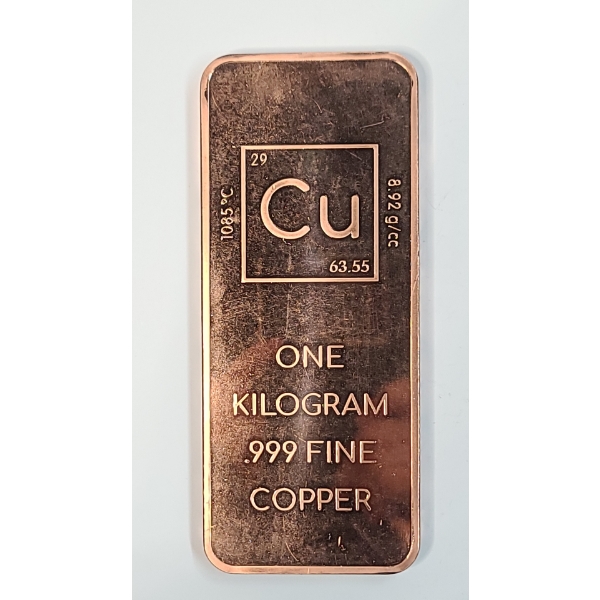 Unique Metals 1 Kilogram .999 Fine Copper Bar *2.2 LBS OF COPPER!*
