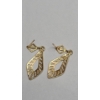 Image 2 : 14K Yellow Gold Dangle Drop Diamond-Cut Filigree Earrings - Weight: 1.4g