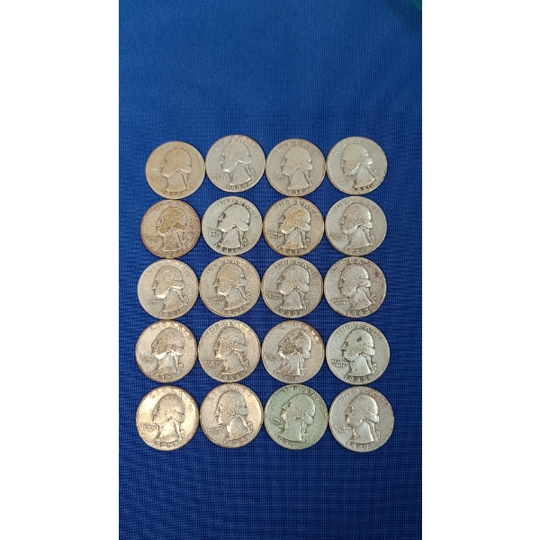 Assorted Years 90% Silver Washington Head Quarters- Face Value: $5.00