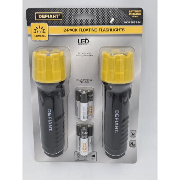 Brand New Defiant 100 Lumens 2 Pack Of Floating Flashlights Batteries Included!