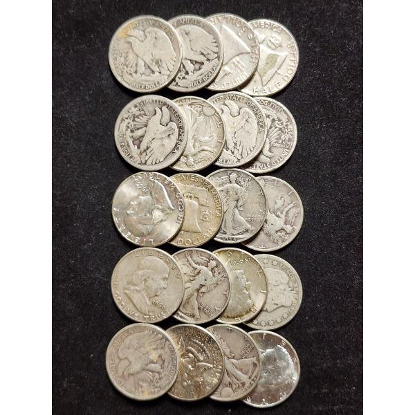 $10 Face Value in Assorted 90% Silver Half Dollars 