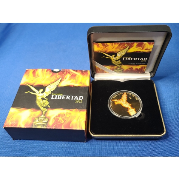 Colorized 2015 1 Oz .999 Fine Silver Libertad Coin In Original Box