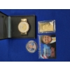 Image 1 : Gold-Plated Trump Coin, Washington Stamp, & Gold-Tone Coin Money Clip