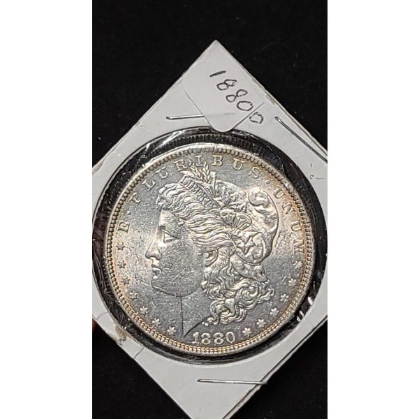 1880-O Morgan Silver Dollar - Brilliant Coin With Light Toning - 90% Silver US Coin