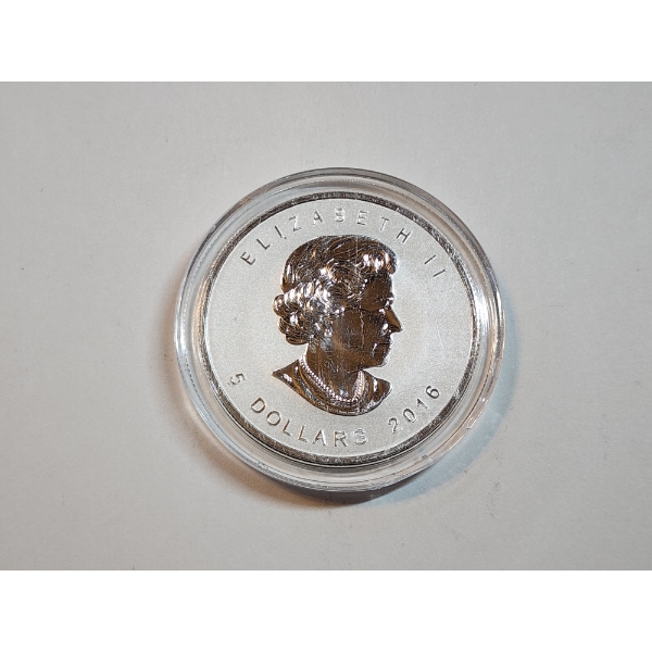 2016 $5 Canadian Maple Leaf Queen Elizabeth II 1 Ounce 9999 Fine Silver Coin