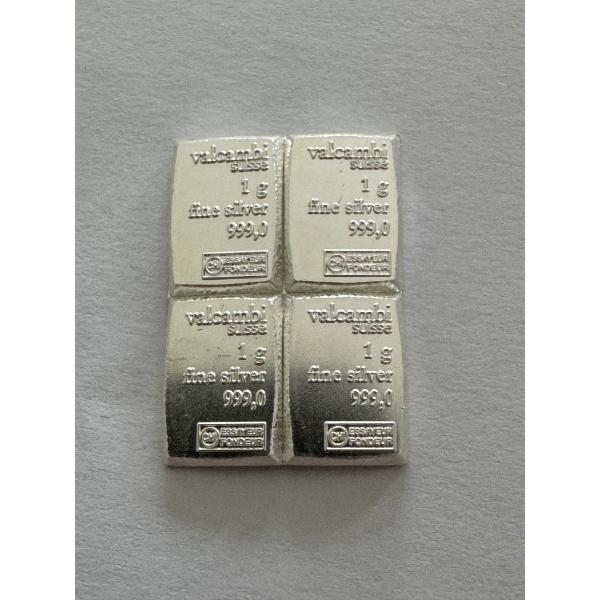 Four Valcambi Suisse .999 Fine Silver Bars Weighing 1 Gram Each ~ 4 TOTAL GRAMS .999 FINE SILVER