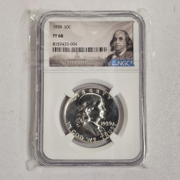 NGC PF 68 1959 Franklin Half Dollar 50C Proof 90% Silver Coin