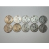 Image 1 : x10 Assorted Years Silver Walking Liberty Half Dollars Face Value: $5.00