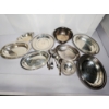 Image 1 : Large Assortment - OVER 8 POUNDS - of Silverplated Flatware, Trays, and Bowls