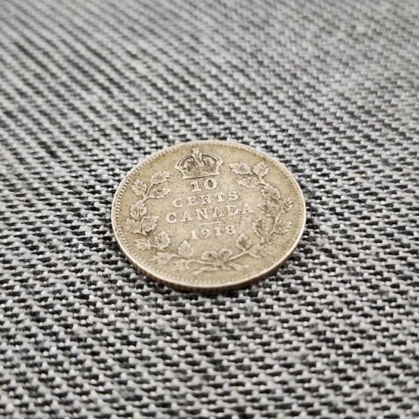 1918 Canadian 92.5% Silver Dime 